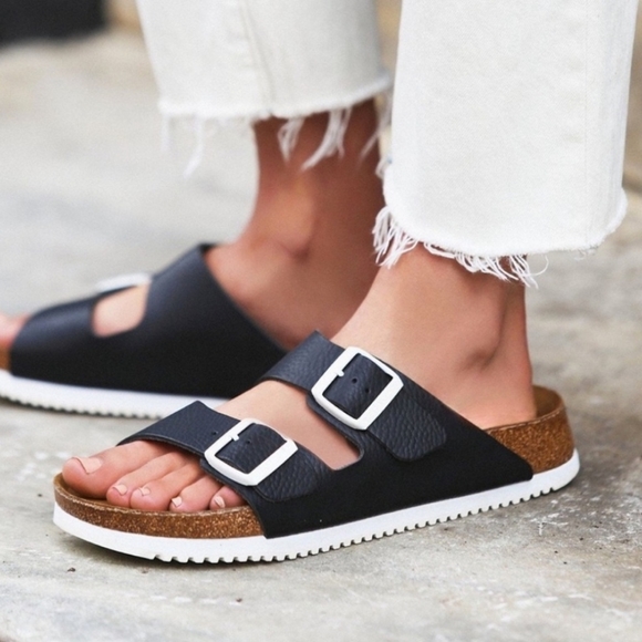 Birkenstock Shoes - birkenstock arizona super grip black white